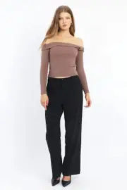 Black Wide Leg Pants Mid Rise - Size 12M, Women's Work Pant