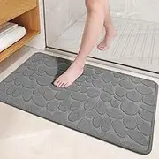 Color&Geometry Quick Dry Thin Bathroom Rugs Fit Under Door- Super Absorbent, Non Slip Rubber Backing, Non Shedding, Washable Grey Bath Mat- 20"x32" Small Bath Mats for Bathroom Floor