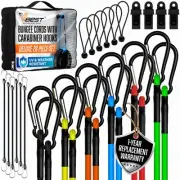Carabiner Bungee Cords with Hooks - Heavy Duty Outdoor 28 Pack Assortment Inc...