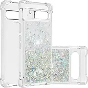[WVYMX] Case for Google Pixel 7A Glitter Quicksand Liquid Soft TPU Silicone Shockproof Protective Thin Cover Women Girls Phone Case for Google Pixel 7A Silver
