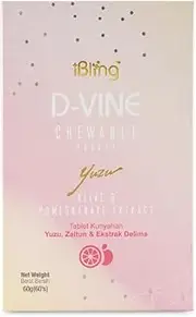 Wellous Ibling D-Vine Pomegranate Extract Chewable Collagen - Anti Aging, Glowing Skin, Firming, Hydrating 60 tablets/bottle