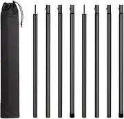 TENOL 8 Pieces Tent Poles for Tarp Awning Poles Easy to Install Accessories Portable Iron Lightweight for Hiking Rain Fly Shelter