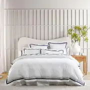 Renee Taylor Cloud Egyptian Cotton White and Navy Quilt Cover Set