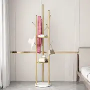 Coat Racks Freestanding Base Gold With 3 Storage Shelves Metal 9 Hooks Heavy