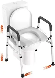 Raised Toilet Seat with Handles, Toilet Seat Riser for Seniors