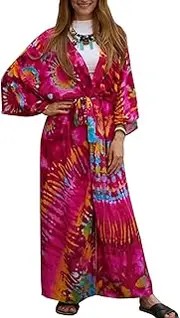 [YouKD] Women's Kanftan Bohemian Long Kimono Beach Swimsuit Cover Up Dress Plus Size Robe