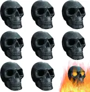 Durable Metal Skull Gas Logs for Fireplaces & Fire Pits - 8 PCS Halloween Decor