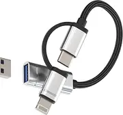 USB C Lightning OTG Adapter(2 in 1)USB 3.0 Female Port for iPhone 16 15 14 Pro for IPad MacBook Flash Drive Type C Charger Cable Adaptor for Apple Compatible With Samsung Camera Android Data Transfer