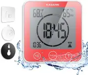 Digital Bathroom Shower Kitchen Clock Timer with Alarm, Waterproof for Water Spl