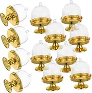 12pcs Candy Box Dessert Cups with Lids Candy Domes Cake Display Bottles Bulk Shower Table Decorations Mini Cake Stand Plastic Dome Bottle Game Wedding Cake Pulls