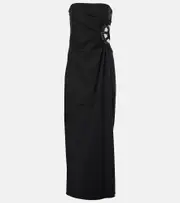 [SIR] SIR Dorian embroidered linen and cotton maxi dress AU 6 black