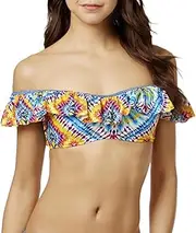 [Jessica Simpson] Womens SSSV17318 Surfside Ruffle Sleeve Tye Dye Bikini Top Bikini Top - Multi