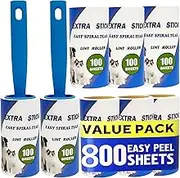 Lint Rollers for Pet Hair, Extra Sticky Roller 800 Sheets, Lint Remover for Couch, Clothes Furniture and Carpet Dog Hair Remover Cat Hair, Animal Fur, Fuzz. 8 Large Rollers + 2 Reusable Handles
