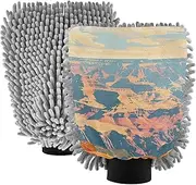 XYMZR Colorful Grand Canyon Absorbent Microfiber Car Wash Mitt, Funny Cute Anime Scratch Free for Cars Cleaning, Home Cleaning Mitts, 2 Pack, 10.24” L x 7.09” W