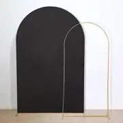 8 ft BLACK Matte Fitted Spandex Round Top Arch Backdrop STAND COVER Party