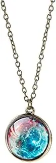 [JczR.Y] Eight Planets Necklace Pendent Double-Sided Glass Ball Universe Galaxy Solar System Guardian Stars Necklace for Women