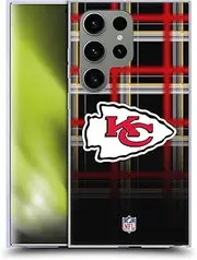Head Case Designs Officially Licensed NFL Ombre Black Plaid Kansas City Chiefs Art Soft Gel Case Compatible with Samsung Galaxy S24 Ultra 5G