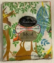 Vtg Rare SMOKEY THE BEAR Fieldcrest Ideal Full Flat Bed Sheet Forest Animals NOS