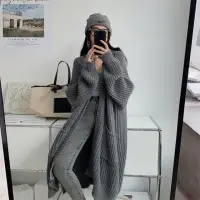 在飛比找momo購物網優惠-【D.studio】韓版慵懶風寬鬆長版針織外套(大衣 風衣 