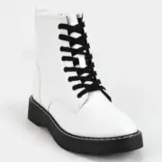 MADDEN GIRL Kurrt Combat Boots Crocodile White Size 10