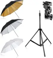 Neewer® Flash Mount Three Umbrellas Kit 33"/84Cm White Soft/Silver Reflective...