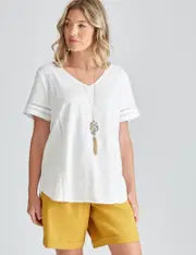 [Katies] Katies Linen Top - Size 8 - Womens - WHITE 8 WHITE