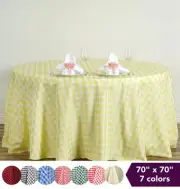 120" Checkered Gingham Polyester Round Tablecloth WEDDING PARTY LINENS WHOLESALE