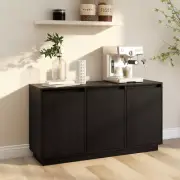 NNEVL Sideboard Black 111x34x60 cm Solid Wood Pine
