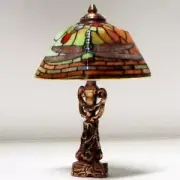 Table Lamp Tiffany Style 1.882/6 Reutter Dragonfly Sq. Shade DOLLHOUSE Miniature
