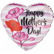 Happy Mothers Day Stripes Heart Shaped Foil Balloon 17" Gift Present Decorations