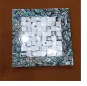 15" Square Handcrafted Marble Kid's Room Chess Table Abalone Shell Inlay Decors