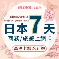 在飛比找Yahoo奇摩購物中心優惠-GLOBAL LINK 全球通 日本7天上網卡 7日7GB 