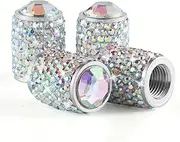 Car Wheel Tire Valve Caps, 4 PCS Bling Tire Valve Caps, Crystal Tire Caps Shinny Rhinestone for Women, Universal Car Dustproof Tire Valve Caps for Cars, Trucks, SUV and Motorcycles (AB)
