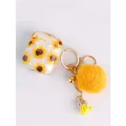 1 Only For Apple AirPods 1&2 Cute Sunflower Patterned Cover Case With Pendant