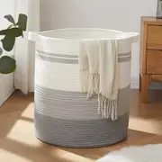 Laundry Baskets Storage Basket with Handles,Decorative Basket for Living room,Woven Storage Basket for Toys Bin-18x16in,Gradient Gray