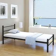 vidaXL Robust Black Metal Bed Frame - King Single Size - Comfortable Slatted Base - Scratch Resistant