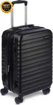 Hardside Expandable Spinner Carry-On Suitcase 55cm Black Lightweight Durable