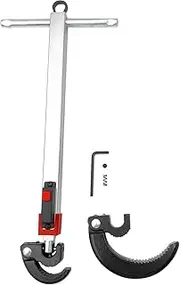 Basin Wrench, Cr V Steel Sink Faucet Wrench, Compact Plumber Wrench, Sink Wrench, Plumbing Basin Wrench, Basin Nut Wrench for Supply Lines Valves