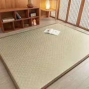 Foldable Japanese Tatami Mattress, Natural Rattan Floor Mat Non-Slip Breathable for Yoga, Meditation & Sleeping(60x120cm/24x47inch)
