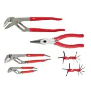Milwaukee Plier Sets, Dipped Grip Smooth Jaw ,Straight Jaw, Long Nose W/ Hex Key