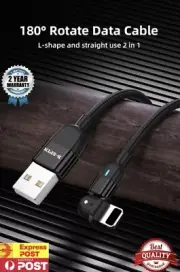 180° 2.4A USB to Charging Data Cable Cord for Apple iPhone 14 13 12 11 Pro MAX X
