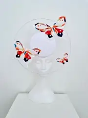 Miss Calista. Womens white percher headband fascinator w butterflies