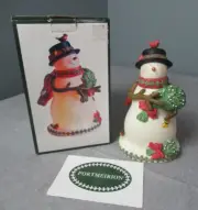 NIB Portmeirion Holiday Christmas Snowman Tealight Candle - Mistletoe - b5 sb