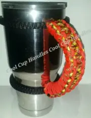 Paracord Handle for 40oz,30oz, or 20ozYeti Ozark & Rtic Yellow Red Pattern & Red