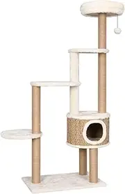 148cm Cat Tree with Luxury Cushion & Scratching Post, Seagrass Cat Furniture for Indoor Cats, Multi-Level Cat Tower with Cozy Perch & Sisal Scratch Posts, Sturdy & Pet-Friendly Design