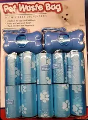 FRITZ & FRIENDS Pet Waste Bags, 360 total bags with 2 FREE DISPENSERS Blue