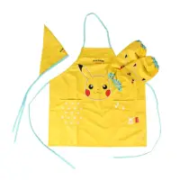 在飛比找momo購物網優惠-【韓國】神奇寶貝 精靈寶可夢 皮卡丘 兒童防水圍裙 袖套 頭