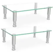 2 Pack Computer Monitor Riser with Height Adjustable Multi Media Desktop Stand