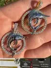 NATURAL MOISSANITE Round Cut 14K Yellow Gold Plated Swordfish Fishing Pendant