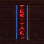 NEW "TERIYAKI" w/BORDER VERTICAL 30x12x1 INCH LED FLEX WINDOW INDOOR SIGN 31633